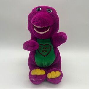 Vintage Barney the Dinosaur I Love You Heart Plush Purple Stuffed Animal 9.5"